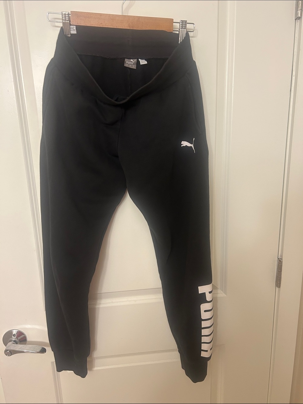 Puma Black Jogger Sweatpants with White Logo